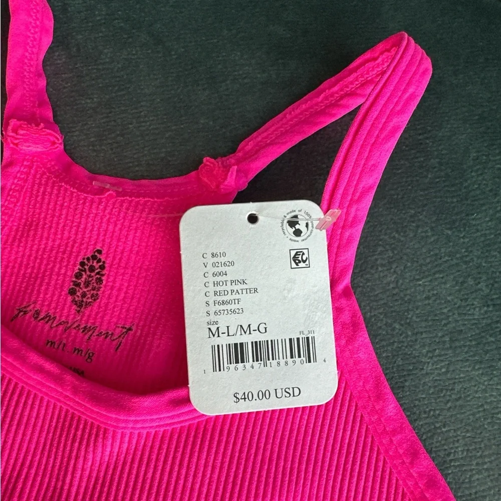Free People Hot Pink Ribbed Tank Top